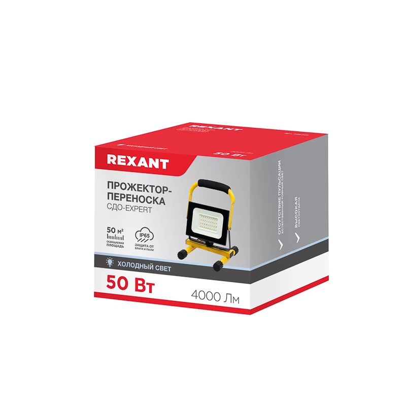 Прожектор-переноска СДО-EXPERT 50Вт 4000Лм 6500K со шнуром 2м и евровилкой REXANT - Фото 3