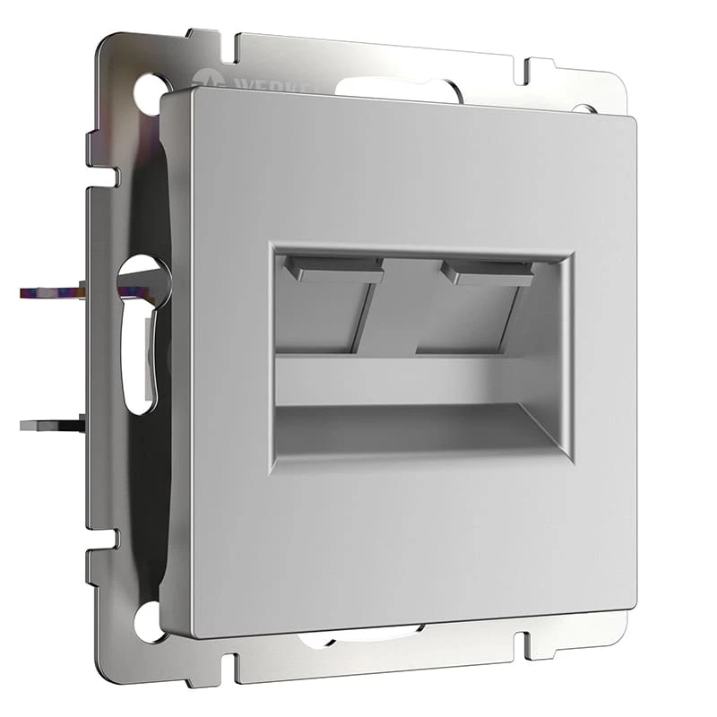 Розетка двойная Ethernet RJ-45 (серебряный) Werkel