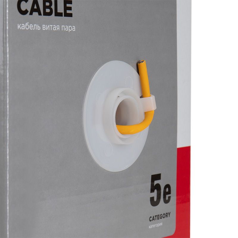 Кабель витая пара U/UTP, CAT 5e, ZH нг(А)-HF, 4PR, 24AWG, INDOOR, SOLID, оранжевый, 305м REXANT для высокоскоростной передачи - Фото 4