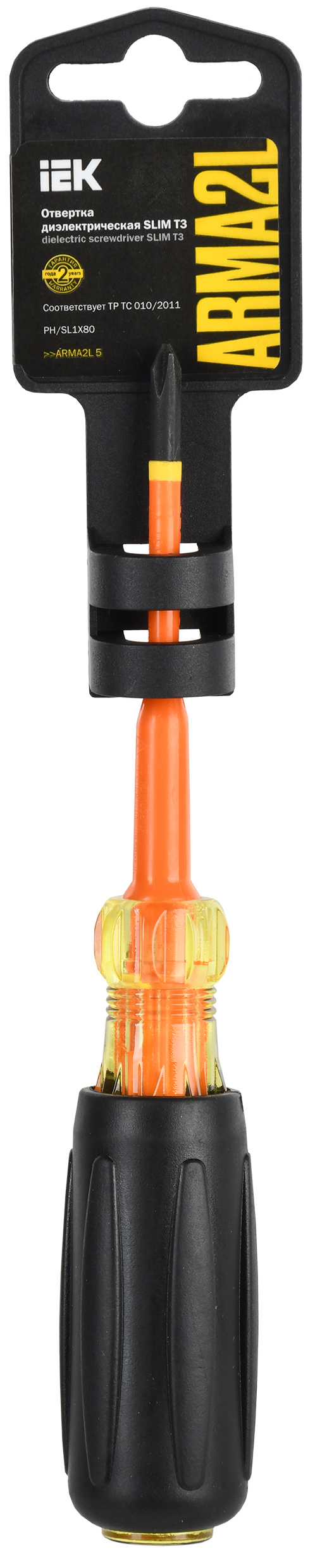 ARMA2L 5 Отвертка диэлектрическая SLIM PH/SL1х80 Т3 IEK - Фото 2