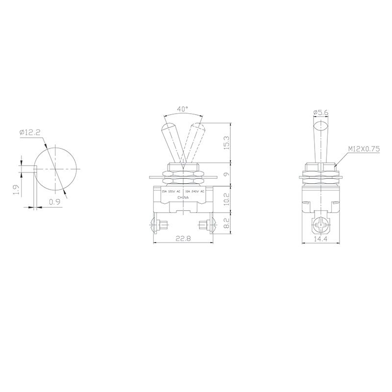 Тумблер 220V 10А (2c) ON-OFF однополюсный  Mini  (ASW-23)  REXANT (в упак. 1шт.) - Фото 5