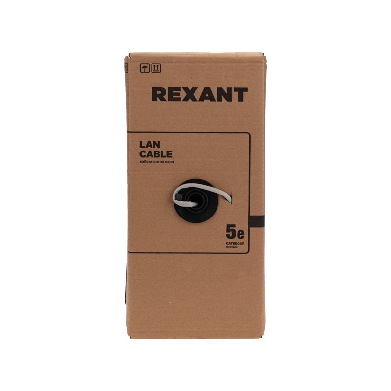 Кабель витая пара F/UTP, CAT 5e, PE, 4PR, 24AWG, OUTDOOR, SOLID, черный, 305м, серия LIGHT, РФ REXANT - Фото 3