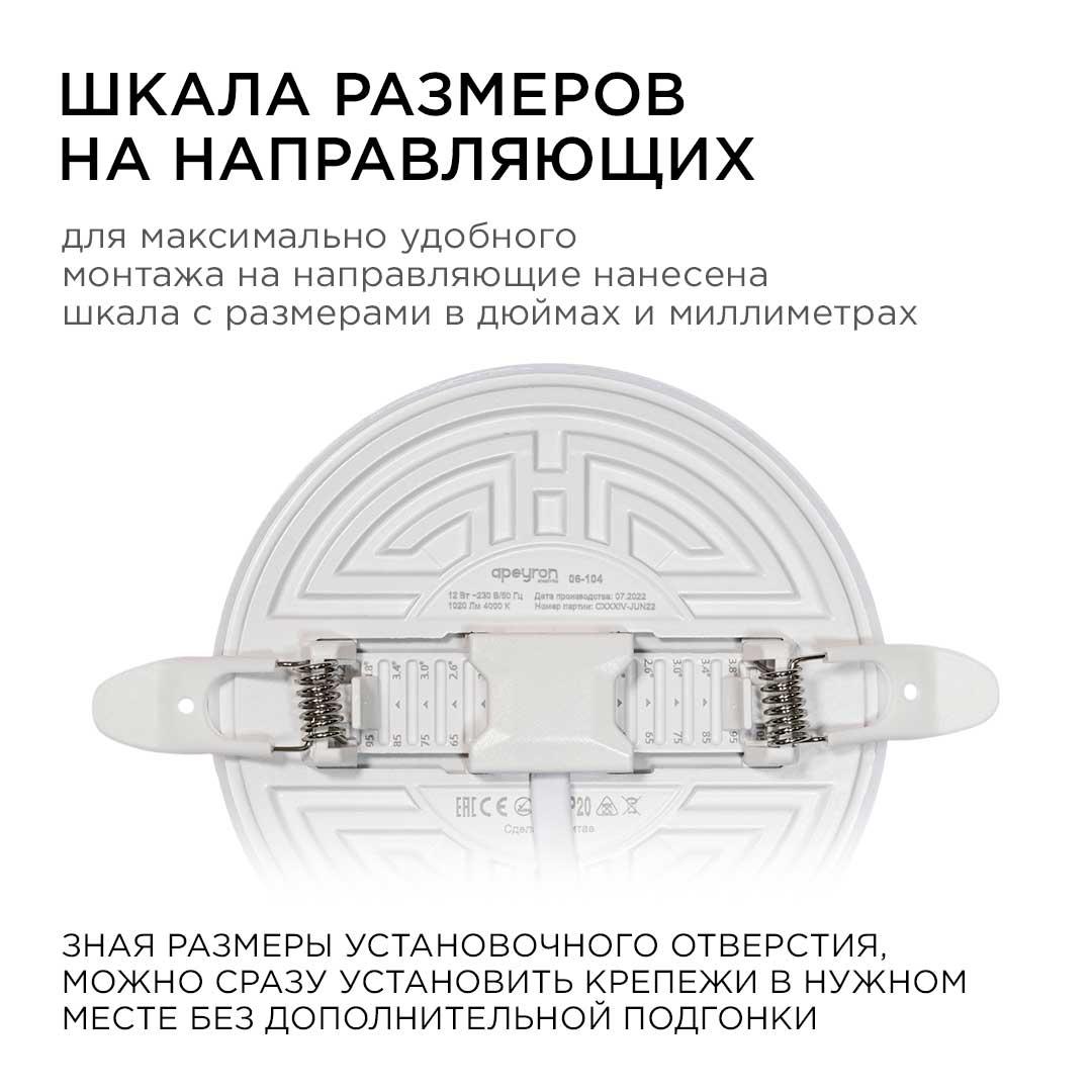 Панель светодиодная встраиваемая безрамочная FLP, 12Вт (8Вт+4Вт), 230В/50Гц, 1020лм, 4000К, IP20, ø1 - Фото 5