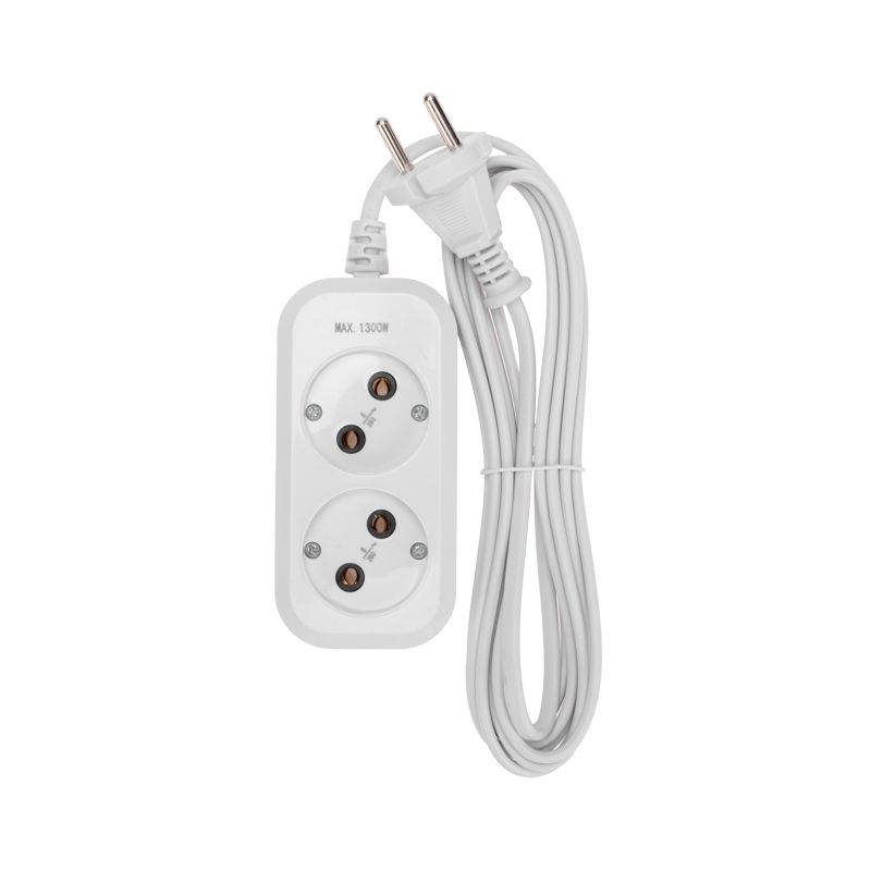 Удлинитель 2 гнезда, 3м, 2х0,75мм², б/з, белый PROconnect - Фото 3