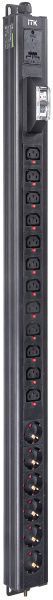 ITK BASE PDU вертикальный PV1111 23U 1 фаза 16А 6 розеток SCHUKO (немецкий стандарт) + 12 розеток C13 с клеммной колодкой и кабелем 3м вилка IEC60309 