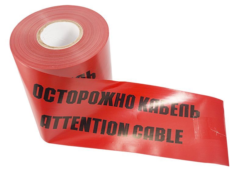 Лента сигнальная «Осторожно кабель» 150 мм х 100 м, красно-черная REXANT 19-3015