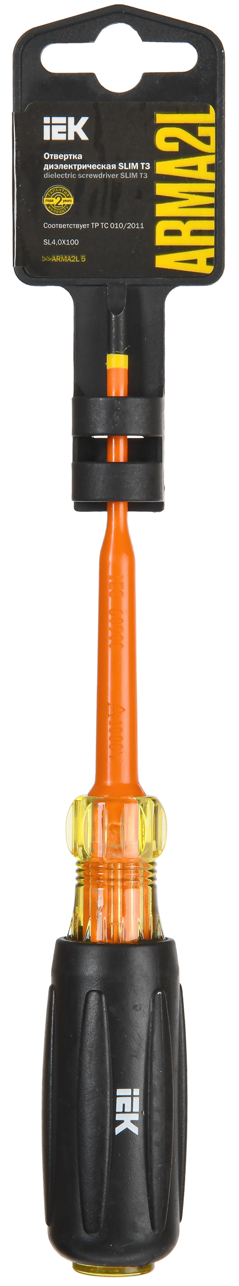 ARMA2L 5 Отвертка диэлектрическая SLIM SL4,0х100 Т3 IEK - Фото 2
