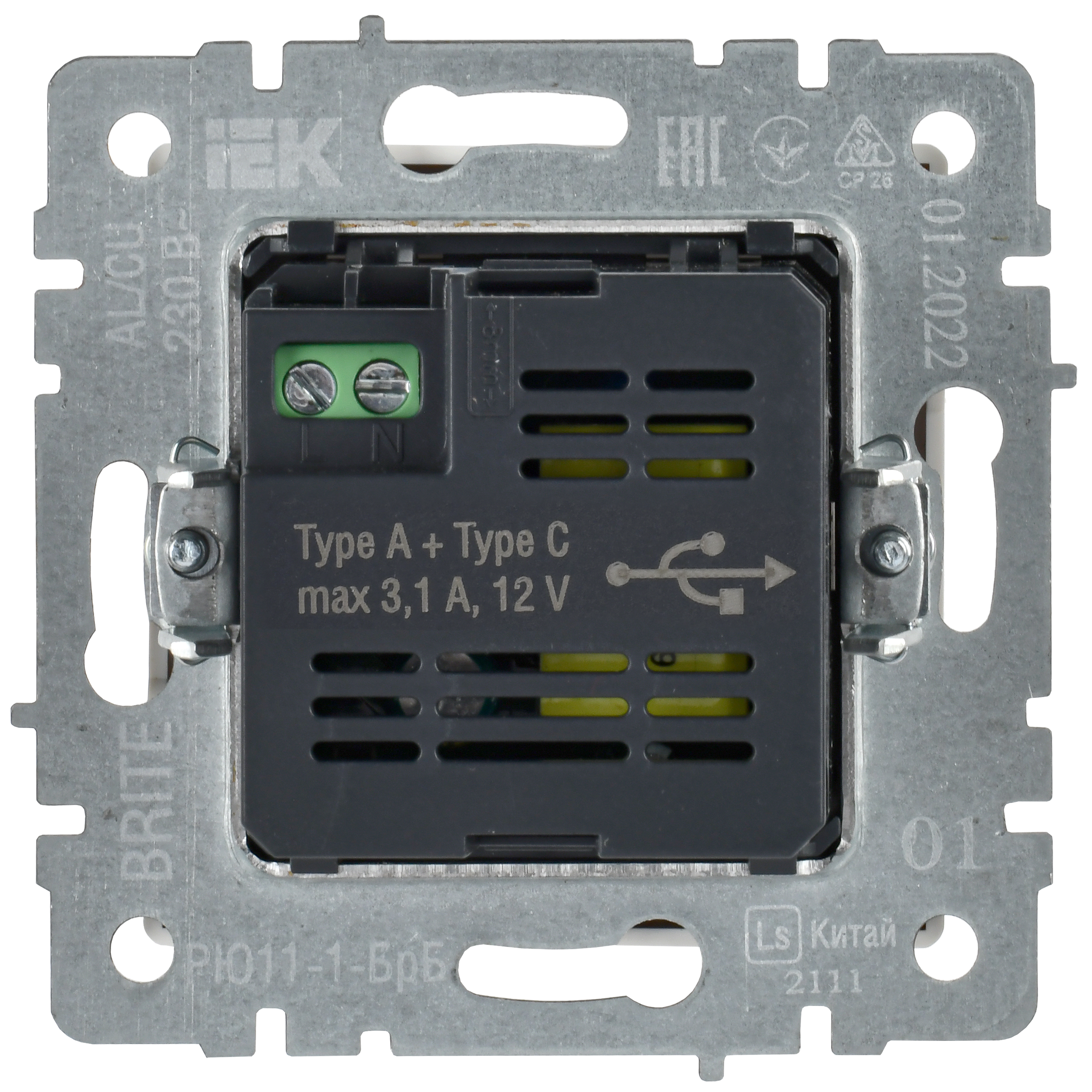 BRITE Розетка USB A+C 18Вт РЮ11-1-БрБ белый IEK - Фото 4