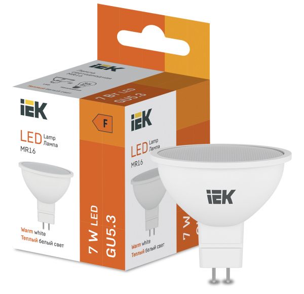 Лампа светодиодная MR16 7 Вт 450lm 3000K GU5.3 IEK