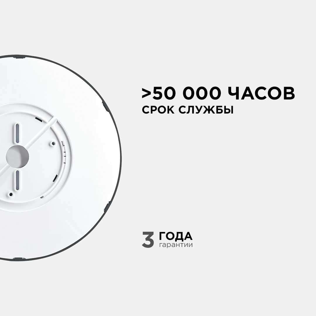 Светильник светодиодный, накладной, SPIN, 28Вт, 230В/50Гц, 2800лм, 4000К, IP40, ø300х25, круг, черны - Фото 4
