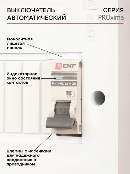 Авт. выкл. 1P 16А (C) 6кА ВА 47-63M без тепл. расцепит. EKF PROxima - Фото 3