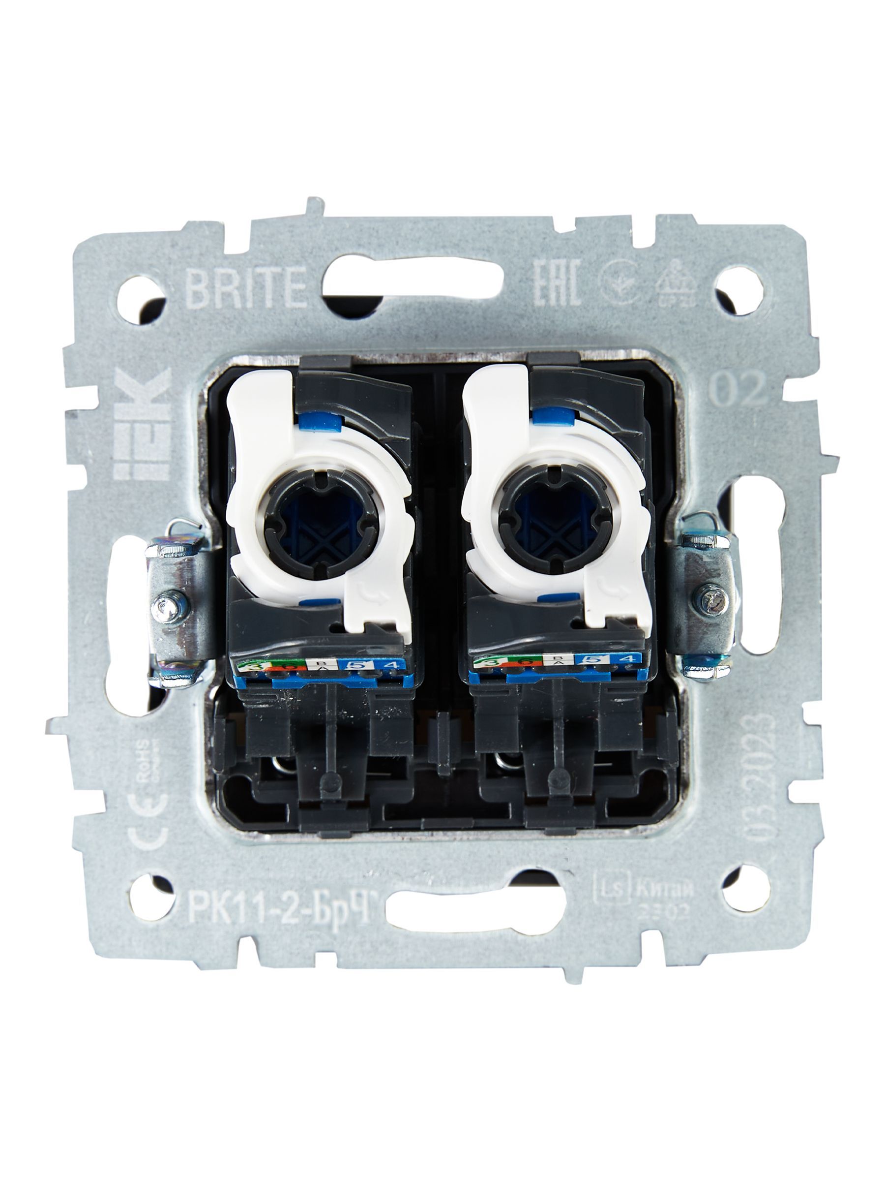 BRITE Розетка компьютерная двойная RJ45 кат.6 РК11-2-БрЧ черный IEK - Фото 5