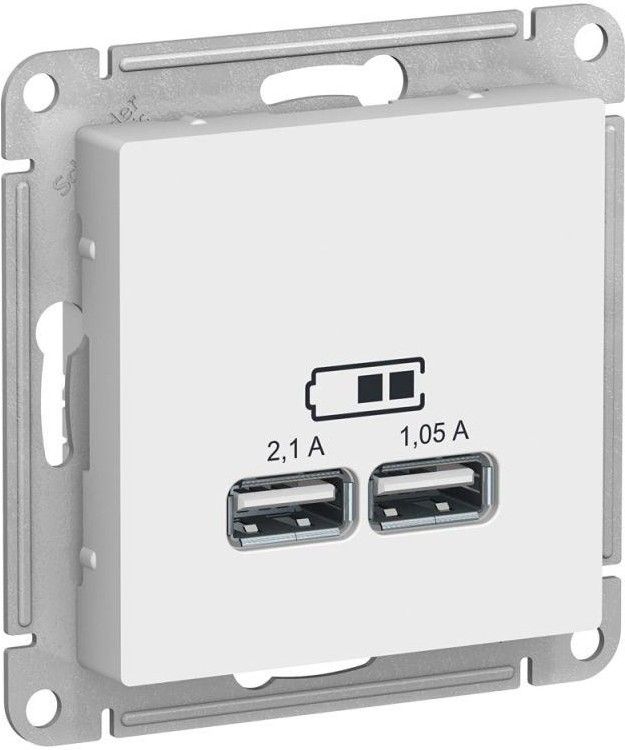 Розетка USB AtlasDesign тип A+A 5В 1х2.1А 2х1.05А механизм бел. SE ATN000133