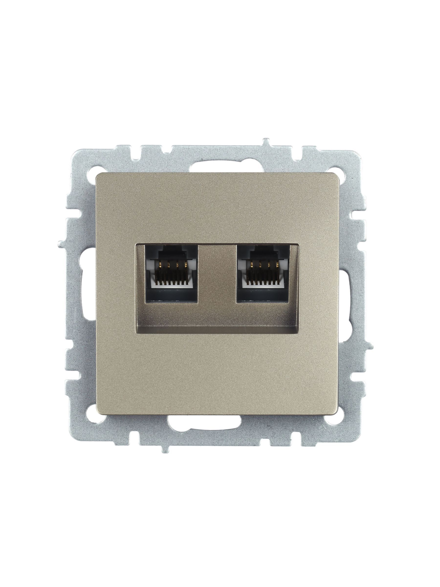 BRITE Розетка компьютерная двойная RJ45 кат.5E РК10-2-БрШ шампань IEK - Фото 8