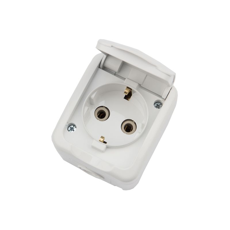 Розетка одноместная (керамика) Mini OG IP54 с/з, о/у, белая KRANZ - Фото 3