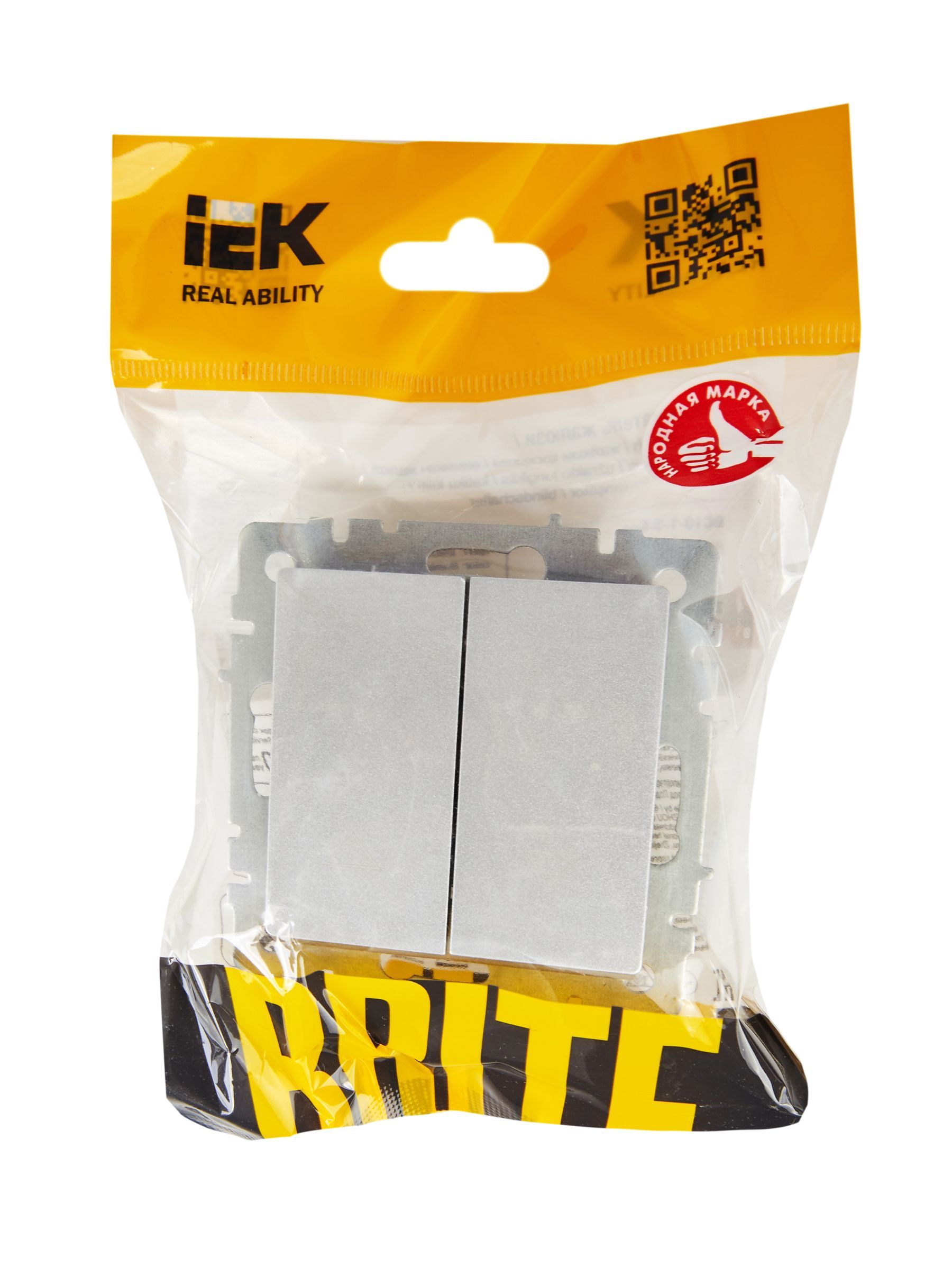 BRITE Выключатель жалюзи 10А ВС10-1-5-БрА алюминий IEK - Фото 5