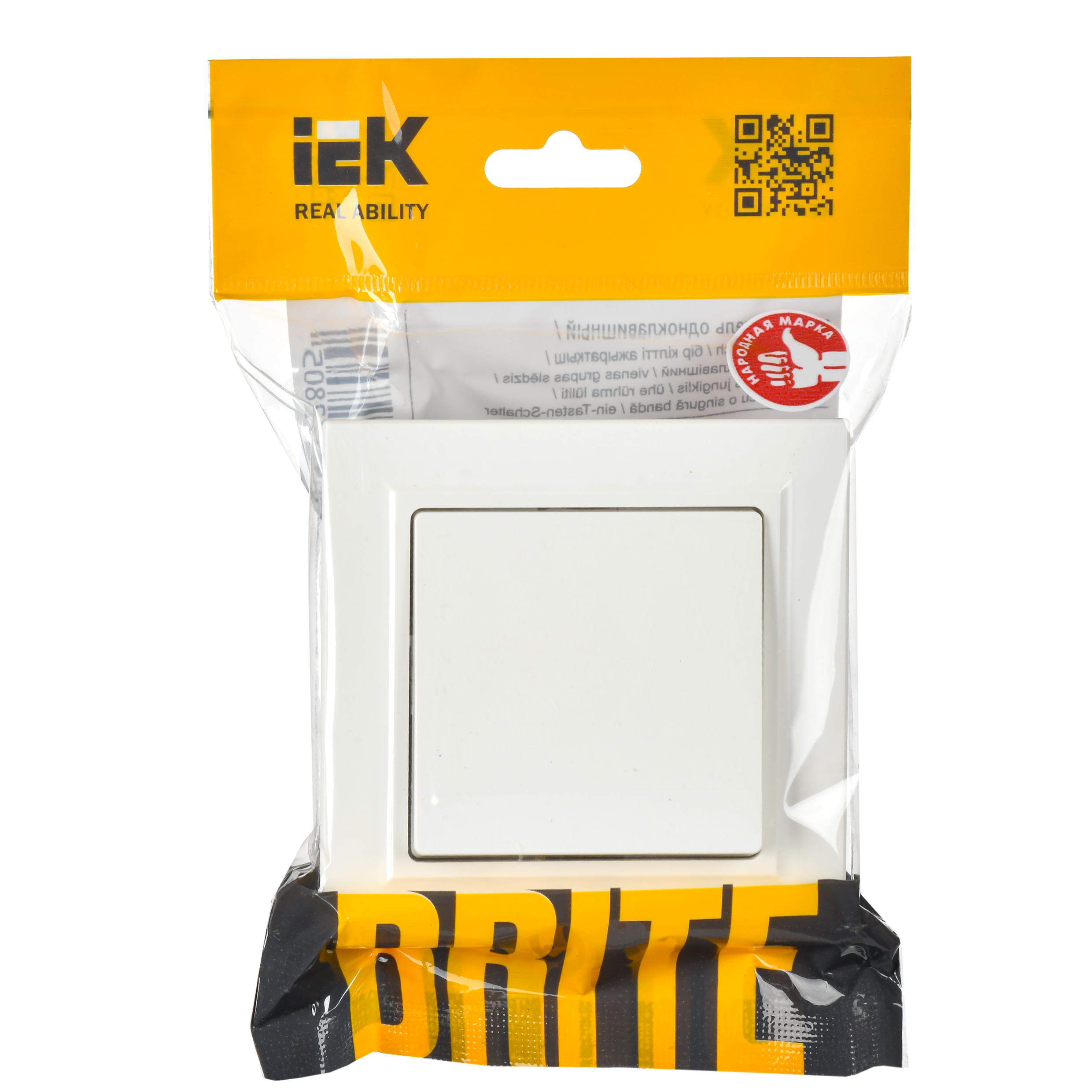 BRITE Выключатель 1-клавишный 10А в сборе ВСР10-1-0-БрБ белый IEK - Фото 3