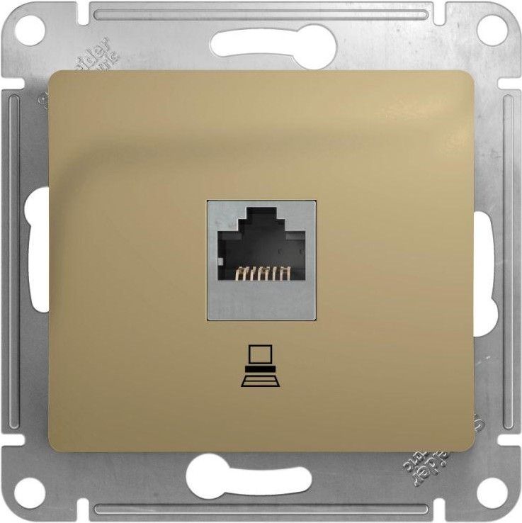 Розетка компьютерная 1-м СП Glossa RJ45 кат.5E механизм титан SE GSL000481K