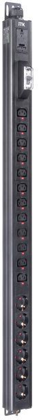 ITK BASE PDU вертикальный PV1112 23U 1 фаза 32А 6 розеток SCHUKO (немецкий стандарт) + 12 розеток C13 с клеммной колодкой и кабелем 3м вилка IEC60309 