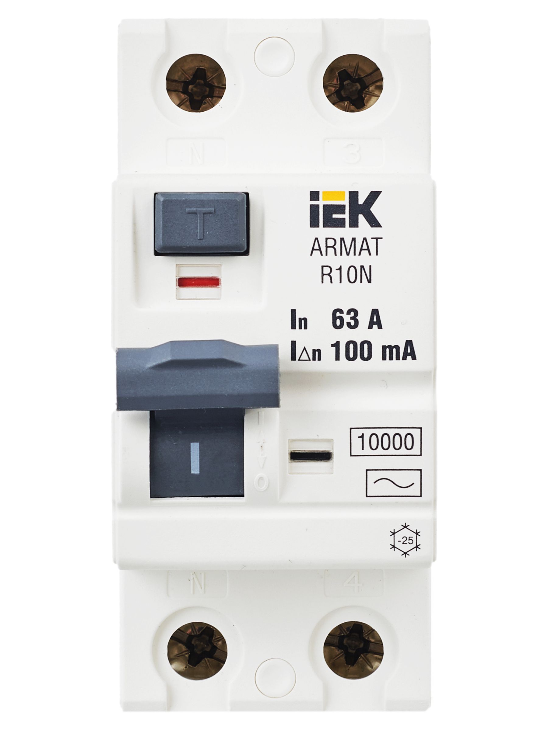 ARMAT Выключатель дифференциального тока R10N 2P 63А 100мА тип AC IEK - Фото 9