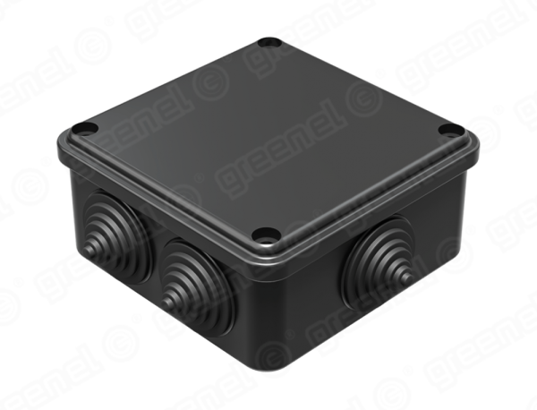 Коробка распаячная для о/п 100х100х50мм IP55 (48шт) ЧЕРНАЯ 6 гермовводов