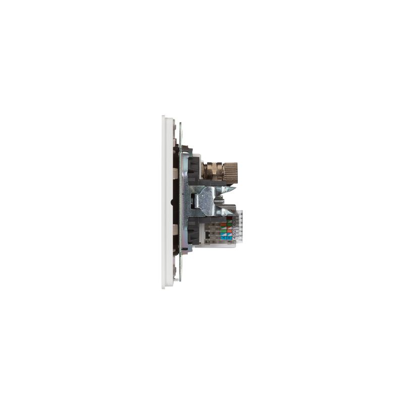 Розетка ROUND компьютерная RJ45 кат6 + TV с/у перламутр KRANZ - Фото 2