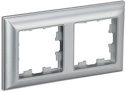 BRITE Рамка 2-местная РУ-2-Бр алюминий/алюминий IEK BR-M22-12-K47