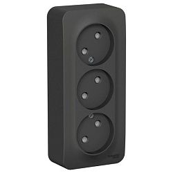 Розетка 3-м ОП Blanca 16А IP20 250В без заземл. защ. шторки с изолир. пластиной антрацит SE BLNRA001316 1210640