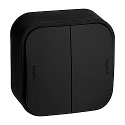 QUTEO Выключатель 2-клавишный для открытой установки схема 5 10АХ чёрный матовый 782474