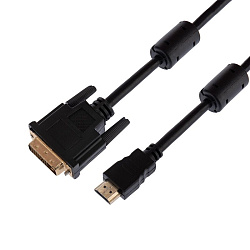 Шнур HDMI - DVI-D, 7м, Gold, с фильтрами REXANT 17-6307