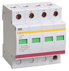 KARAT Ограничитель импульсного перенапряжения ОПС1-C 4P In=20кА Un=400В Im=40кА IEK MOP20-4-C