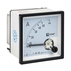 AMA-721 аналоговый на панель (72х72) квадратный вырез 50А прямое подкл. EKF ama-721-50
