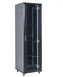 Напольный шкаф 19" 37U 600×600×1832 (ШxГxВ), дверь стекло, металлическая задняя дверь, боковые съемные стенки, RAL 9005 REXANT 04-3766-212