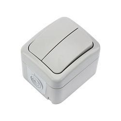 Выключатель двухклавишный Mini OG IP54 о/у, серый KRANZ KR-78-0833