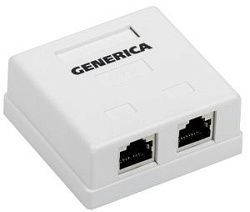 Розетка информационная настенная RJ45 кат.5E FTP 2 порта GENERICA CS2-1C5EF-22-G