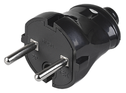 Вилка разборная прямая ВПп20-02-Ст без заземляющего контакта 6А черная IEK EVP20-06-01-K02