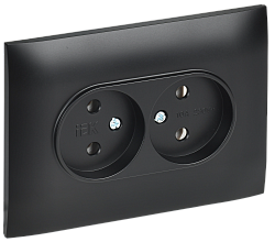 SKANDY Розетка 2-местная без заземления без защитных шторок 10А в сборе SK-R10Bl черный IEK SK-R20-10-K02-F