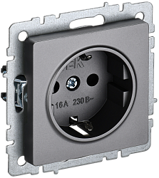 BRITE Розетка 1-местная с заземлением с защитными шторками 16А РС14-1-0-БрС сталь IEK BR-R14-16-K46