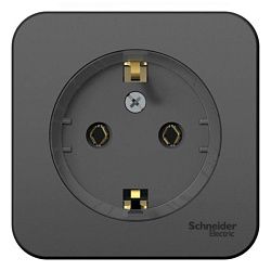 Розетка 1-м ОП Blanca 16А IP20 250В с заземл. без защ. шторок с изолир. пластиной (компакт) антрацит SE BLNRA110116 1210633