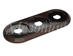 Рамка трехместная пластиковая, 234x92x14 мм, цвет - коричневый, серия УСАДЬБА, ТМ МЕЗОНИНЪ GE30703-04