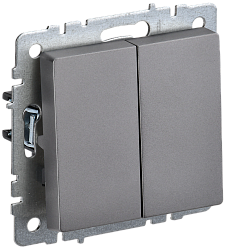 BRITE Выключатель 2-клавишный 10А ВС10-2-0-БрС сталь IEK BR-V20-0-10-K46