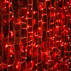 Гирлянда Светодиодный Дождь 2х1,5м, постоянное свечение, белый провод КАУЧУК, 230 В, диоды КРАСНЫЕ ( 237-112