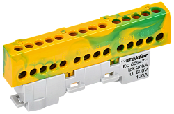 TEKFOR Шина PE "земля" изол на универсальном держателе 6х9-14-ЖЗ IEK TF-NN10-14-KL-K52