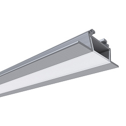 Профиль алюминиевый  угловой, накладной, серебро, 28,5х10,4мм, 2м, шир. ленты до 10мм (рассеиватель белый матовый, заглушки - 2шт.) 08-03