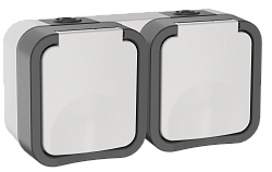 TORS Розетка 2-местная горизонтальная 16А IP55 TS222 серо-белый IEK TS-R26-16-55-G-K41