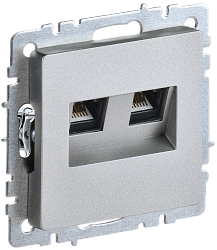 BRITE Розетка двойная RJ11+RJ45 кат.5E РК/Т12-БрА алюминий IEK BR-KT20-O-1-K47