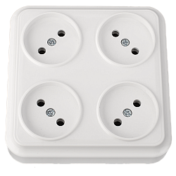 Розетка штепсельная четырехместная для открытой установки квадратная РА16-0191 11282BY
