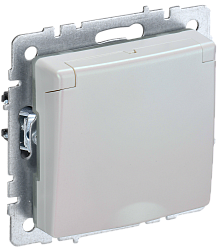 BRITE Розетка 1-местная с заземлением с защитными шторками и крышкой 16А IP44 РСбш10-3-44-БрЖ жемчуг IEK BR-R16-16-44-K36