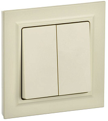 BRITE Выключатель 2-клавишный 10А в сборе ВСР10-2-0-БрКр бежевый IEK BR-V20-0-10-K10-F