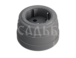 Розетка ретро пластиковая, двухполюсная, с заземляющим контактом, IP20, цвет - серый GE30301-07